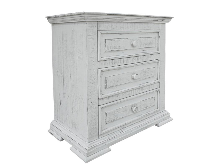 Terra White 3 Drawer Nightstand