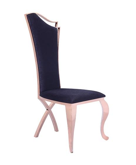 Modrest Bonnie Transitional Black Velvet & Rosegold Dining Chair (Set of 2) image