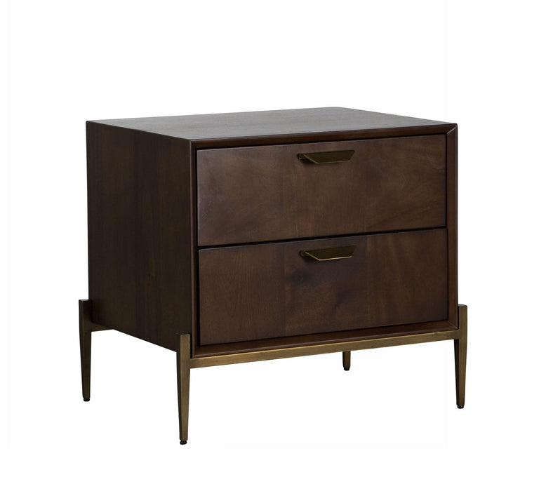 Modrest Shane - Modern Acacia & Brass Nightstand image