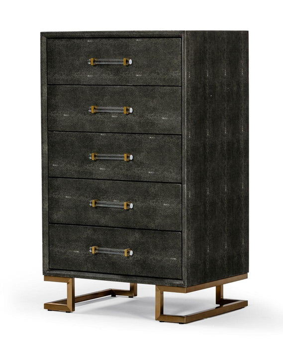 Modrest Howard - Modern Shagreen Grey Leatherette & Gold Chest image