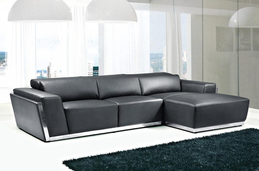 Divani Casa 8010C - Modern Black Bonded Leather Right Facing Sectional Sofa image