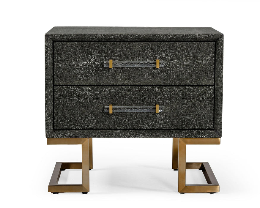 Modrest Howard - Modern Shagreen Grey Leatherette & Gold Nightstand image