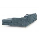 Divani Casa Chesterfield - Blue Velvet Right Facing Sectional Sofa