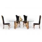 Modrest Javier Modern Glass & Rosegold Dining Table