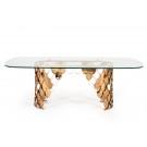 Modrest Javier Modern Glass & Rosegold Dining Table