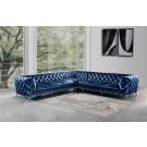 Divani Casa Delilah - Modern Blue Fabric Sectional Sofa