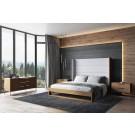 Modrest Heloise - Contemporary Grey Fabric & Walnut Trim Bed image