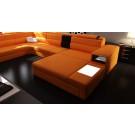 Divani Casa Polaris - Contemporary Orange Bonded Leather U Shaped Sectional Sofa with Lights