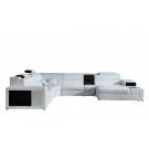 Divani Casa Polaris - Contemporary White Bonded Leather U Shaped Sectional Sofa with Lights