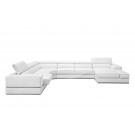 Divani Casa Pella - Modern White Italian Leather U Shaped Sectional Sofa