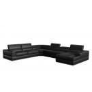 Divani Casa Pella - Modern Black Italian Leather U Shaped Sectional Sofa image