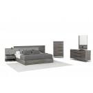 Nova Domus Enzo Italian Modern Grey Oak & Fabric Bed w/ Nightstands