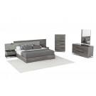 Nova Domus Enzo Italian Modern Grey Oak & Fabric Bed w/ Nightstands