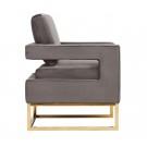 Modrest Edna Modern Grey Velvet & Gold Accent Chair