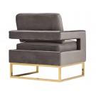 Modrest Edna Modern Grey Velvet & Gold Accent Chair