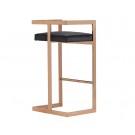 Modrest Halifax Modern Black Velvet & Rosegold Bar Stool