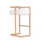 Modrest Halifax Modern White Faux Fur & Rosegold Bar Stool