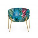 Modrest Falco - Contemporary Floral Velvet and Gold Accent Chair