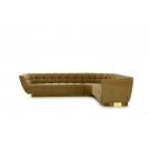 Divani Casa Granby - Glam Mustard and Gold Fabric Sectional Sofa image