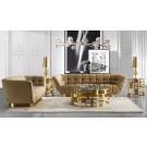 Divani Casa Granby - Glam Mustard and Gold Fabric Sofa