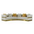 Divani Casa Kiva - Glam Beige and Gold Fabric Sectional Sofa image