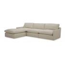 Divani Casa Fedora - Modern White Fabric Sectional Sofa + Ottoman