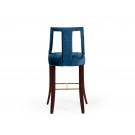 Modrest Kimball - Glam Blue Velvet Bar Stool