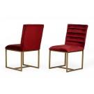 Modrest Barker - Modern Red & Brush Gold Dining Chair (set of 2) image