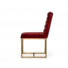 Modrest Barker - Modern Red & Brush Gold Dining Chair (set of 2)