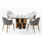 Modrest Greta - Modern Glass & Walnut Dining Table