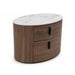 Modrest Chelton - Contemporary White Ceramic & Walnut Oval Nightstand image