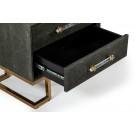 Modrest Howard - Modern Shagreen Grey Leatherette & Gold Nightstand