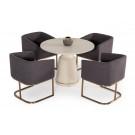 Modrest Yukon Modern Grey Fabric & Antique Brass Dining Chair