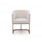 Modrest Yukon Modern White Fabric and Antique Brass Dining Chair image