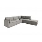 Divani Casa Blythe - Modern Light Grey Velvet Sectional Sofa  + Ottoman