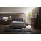 Modrest Addison Mid-Century Modern Grey Fabric & Walnut Bed