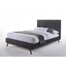 Modrest Addison Mid-Century Modern Grey Fabric & Walnut Bed