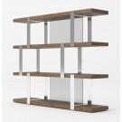 Modrest Brewer - Modern Walnut Glass & Stainless Steel Bookshelf