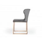 Modrest Chadwick Modern Grey Velvet & Rosegold Dining Chair