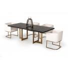 Modrest Cheryl Modern Black Acacia & Antique Brass Dining Table image