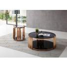 Modrest Bryce Modern Smoked Glass & Rosegold Round Coffee Table image