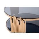 Modrest Bryce Modern Smoked Glass & Rosegold Round Coffee Table