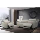 Divani Casa Prairie Modern Light Grey Leather Dual Electric Sofa Recliner with Electric Headrest image