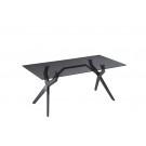 Modrest Darley - Modern Grey Glass & Black Stainless Steel Dining Table image