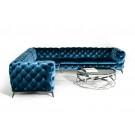 Divani Casa Delilah - Modern Blue Fabric Sectional Sofa