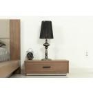 Nova Domus Fantasia - Contemporary Walnut & Grey Bed with Two Nightstands