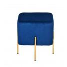 Modrest Daphne Modern Blue Velvet & Gold Ottoman