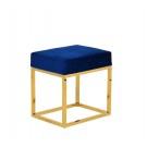 Modrest Downey Modern Blue Velvet & Gold Stool Ottoman