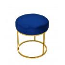 Modrest Elmont Modern Blue Velvet & Gold Stool Ottoman