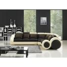 Divani Casa T27C - Modern Brown + Beige Leather Sectional Sofa with Recliners